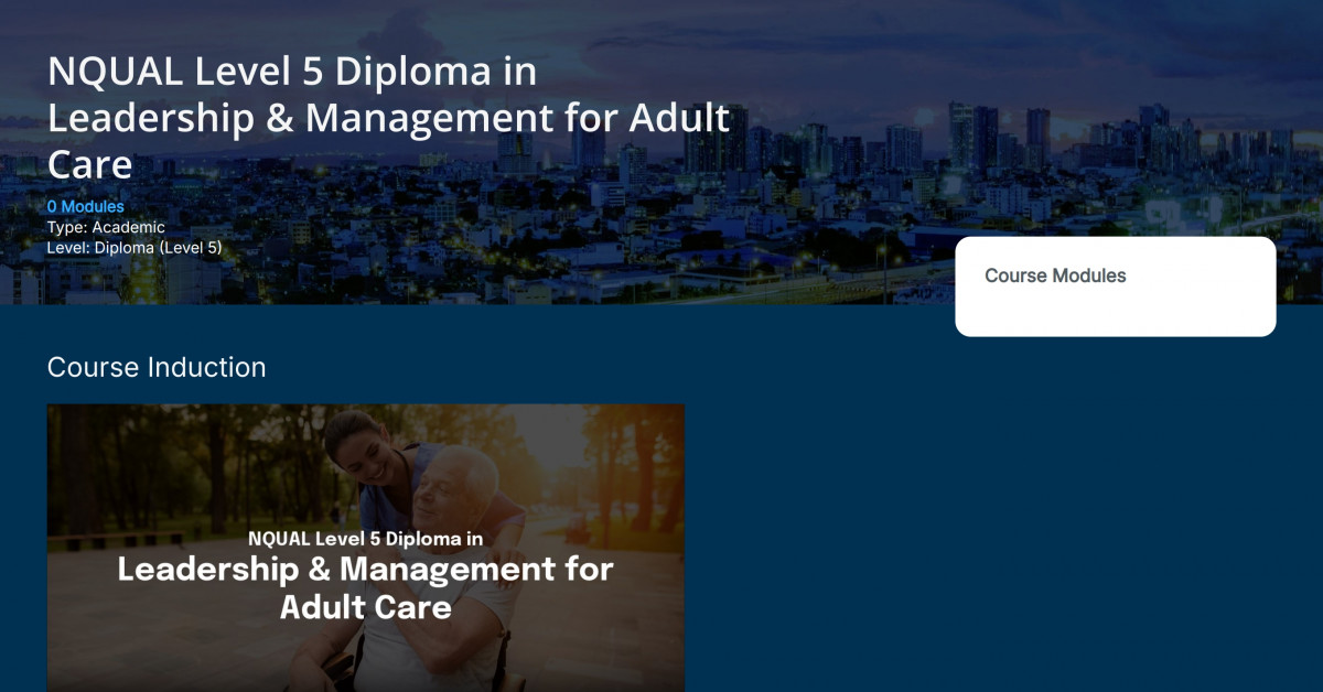 NQUAL Level 5 Diploma in Leadership Management for Adult Care | CCM